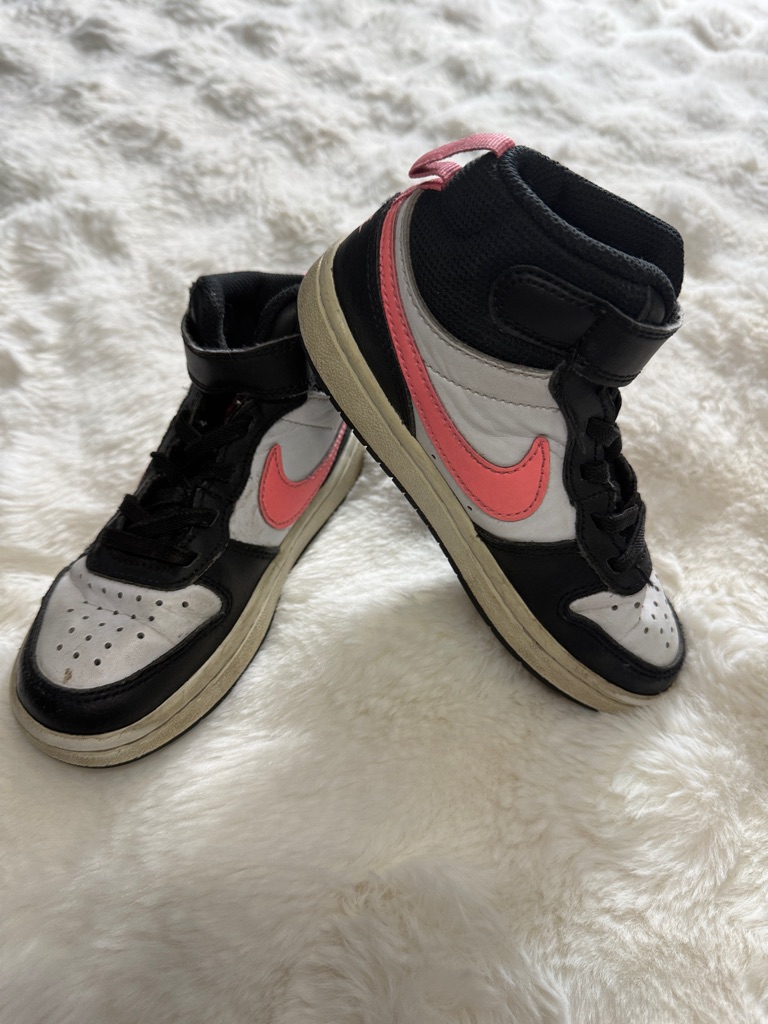 Nike Court Borough Mid Ll Sneakers In Black, White & Pink Size 11